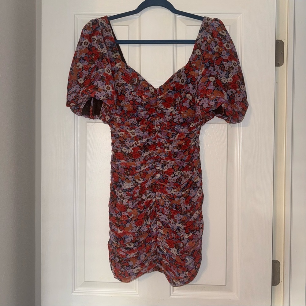Zara Ditsy Floral Puff Sleeve Mini Dress - Picture 3 of 4